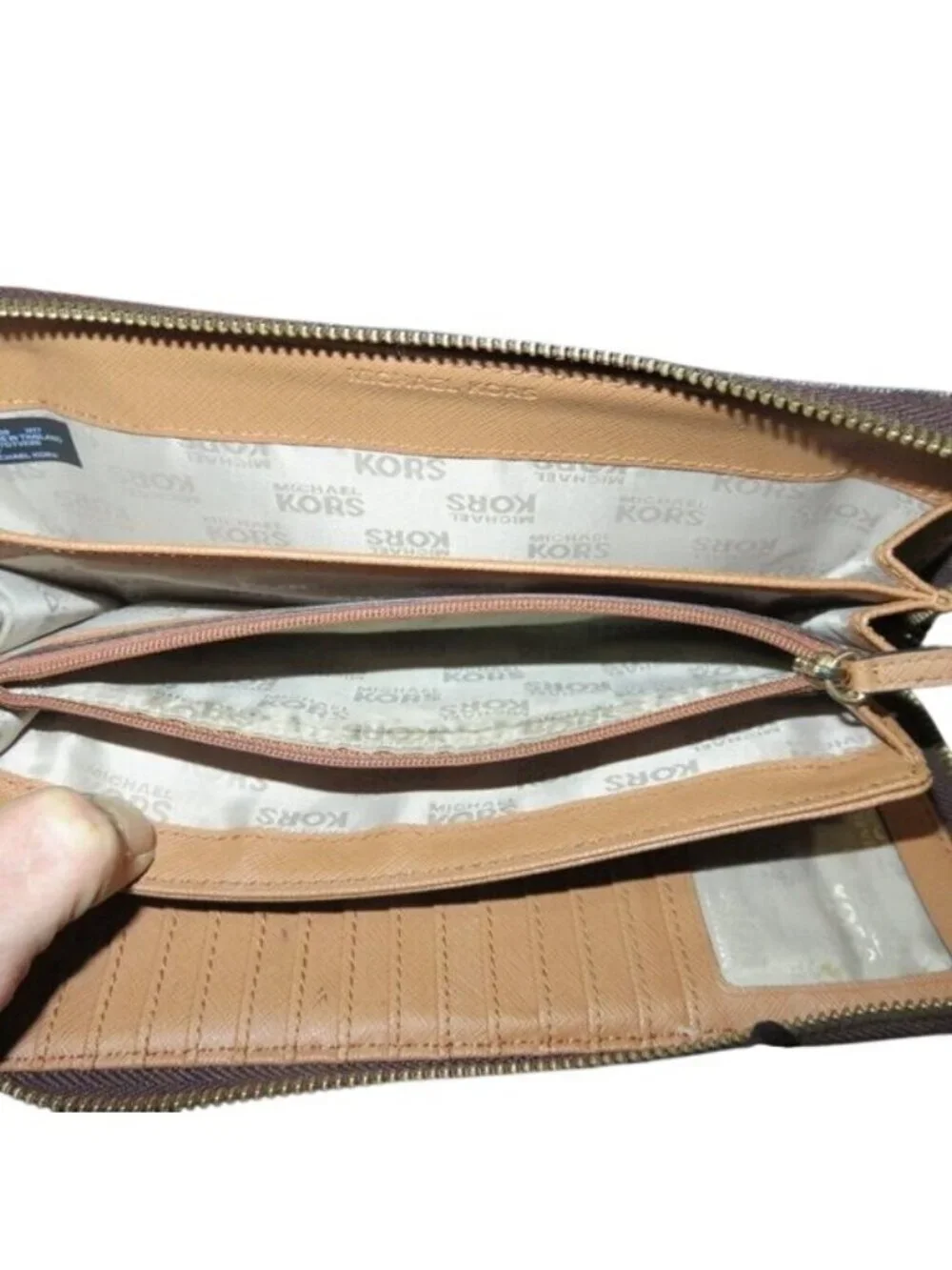 Michael Kors Large Coated Canvas MK Jet logo Zip Around Continental Long Wallet